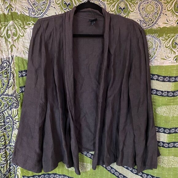 Eileen Fisher Chocolate Linen Blend Cardigan Size Medium - Picture 1 of 13